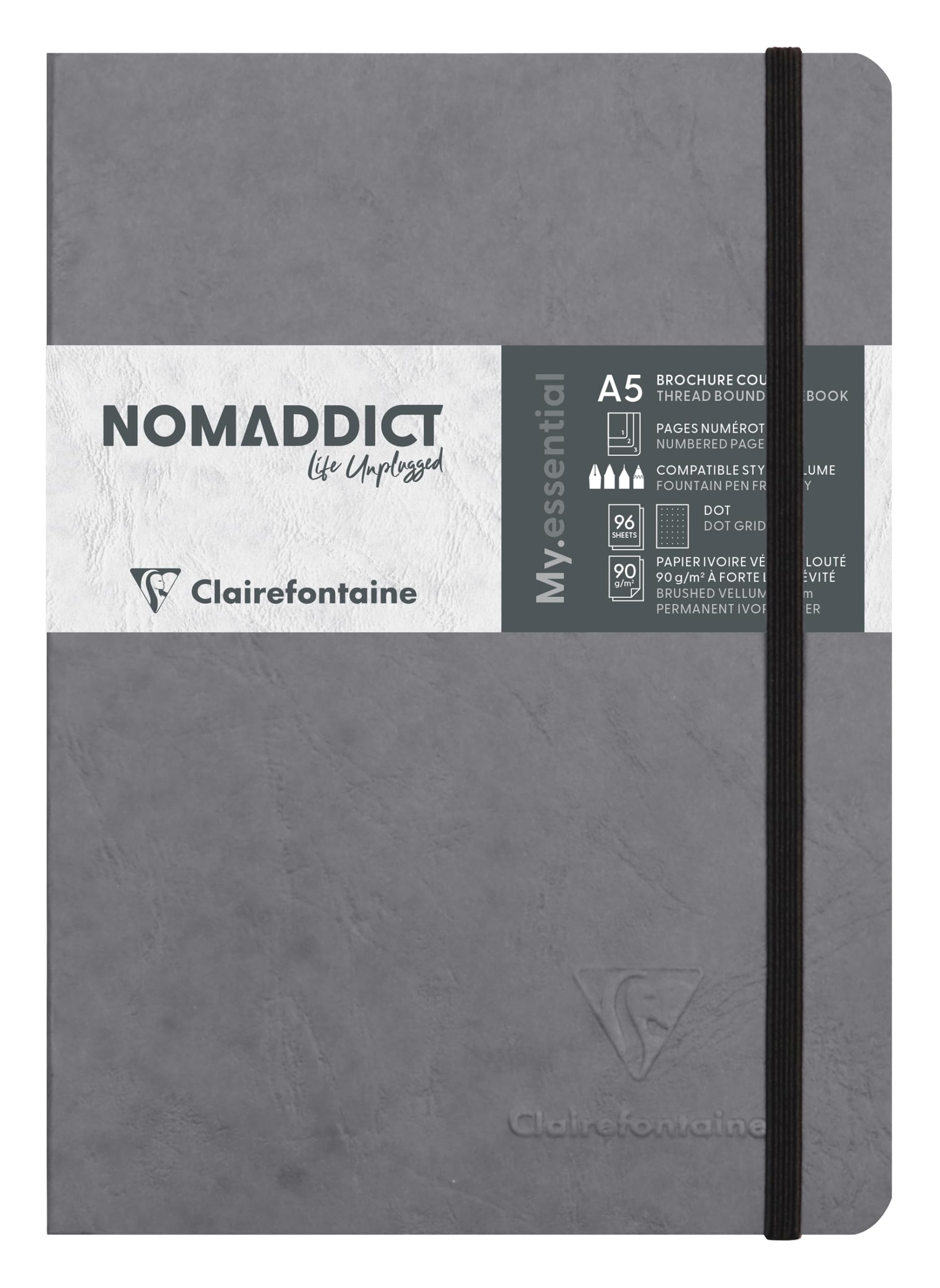 clairefontaine-age-bag-793435c-carnet-gris-a5-dot-90g image 1