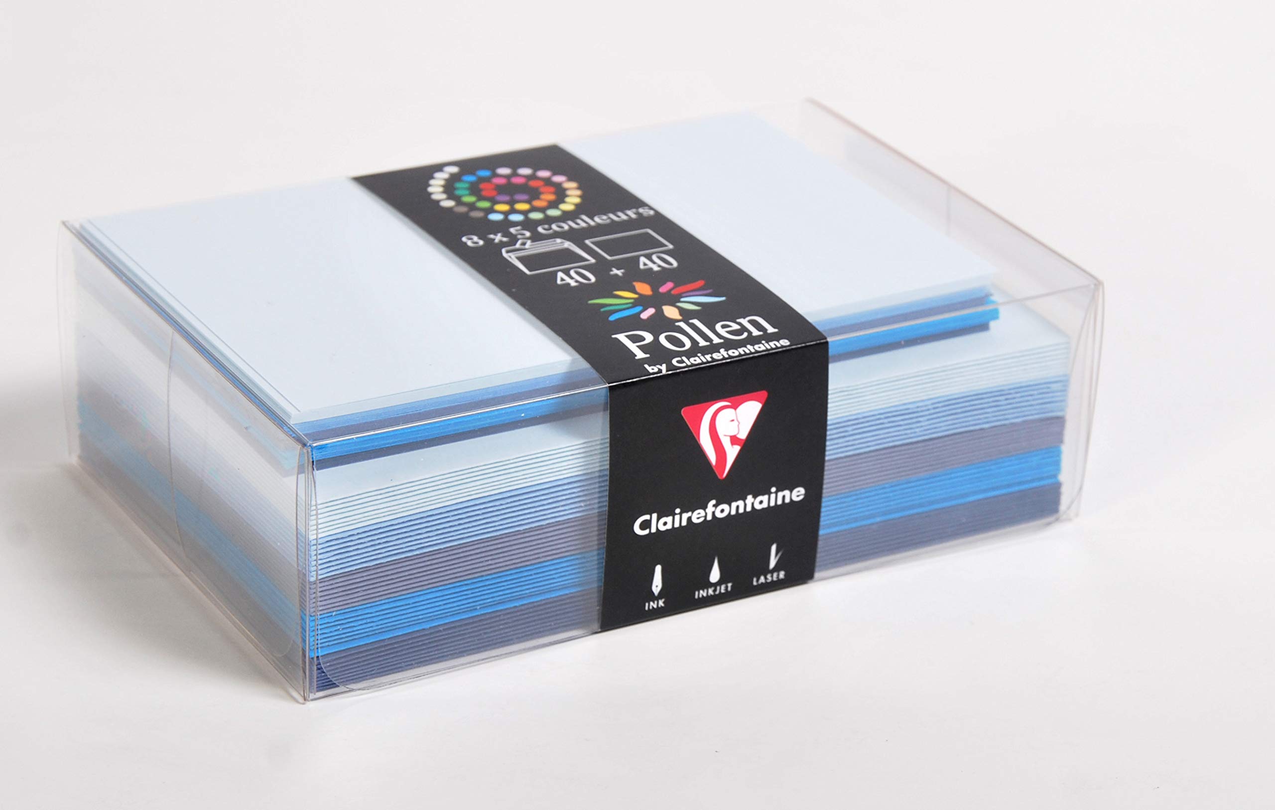 clairefontaine-pollen-20861c-coffret-cartes-bleu-40-40-pcs image 1