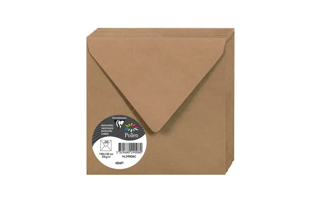 clairefontaine-pollen-29008c-enveloppes-carr-es-kraft-14x14-x20 image 1