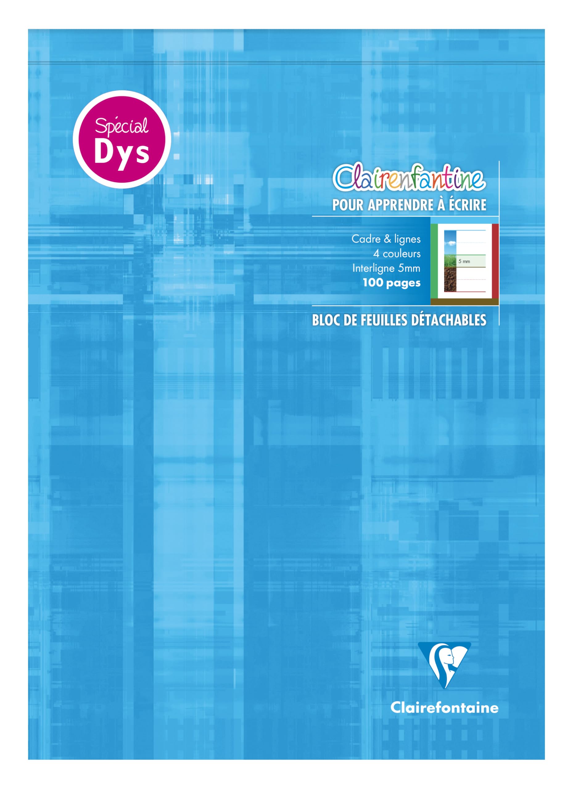 clairefontaine-back-to-basics-bloc-criture-a4-dys-5mm-bleu-100p image 1
