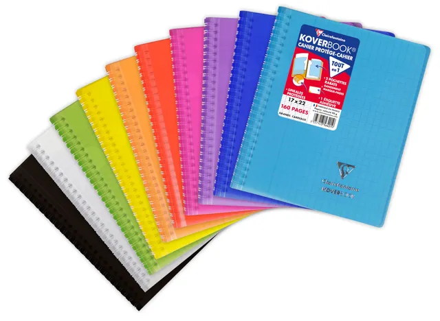 clairefontaine-koverbook-356401c-cahier-spirale-17x22-160p-grands-carreaux image 1