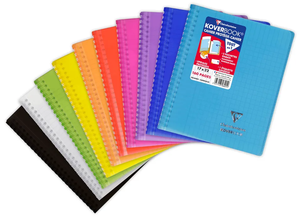 clairefontaine-koverbook-356401c-cahier-spirale-17x22-160p-grands-carreaux image 1