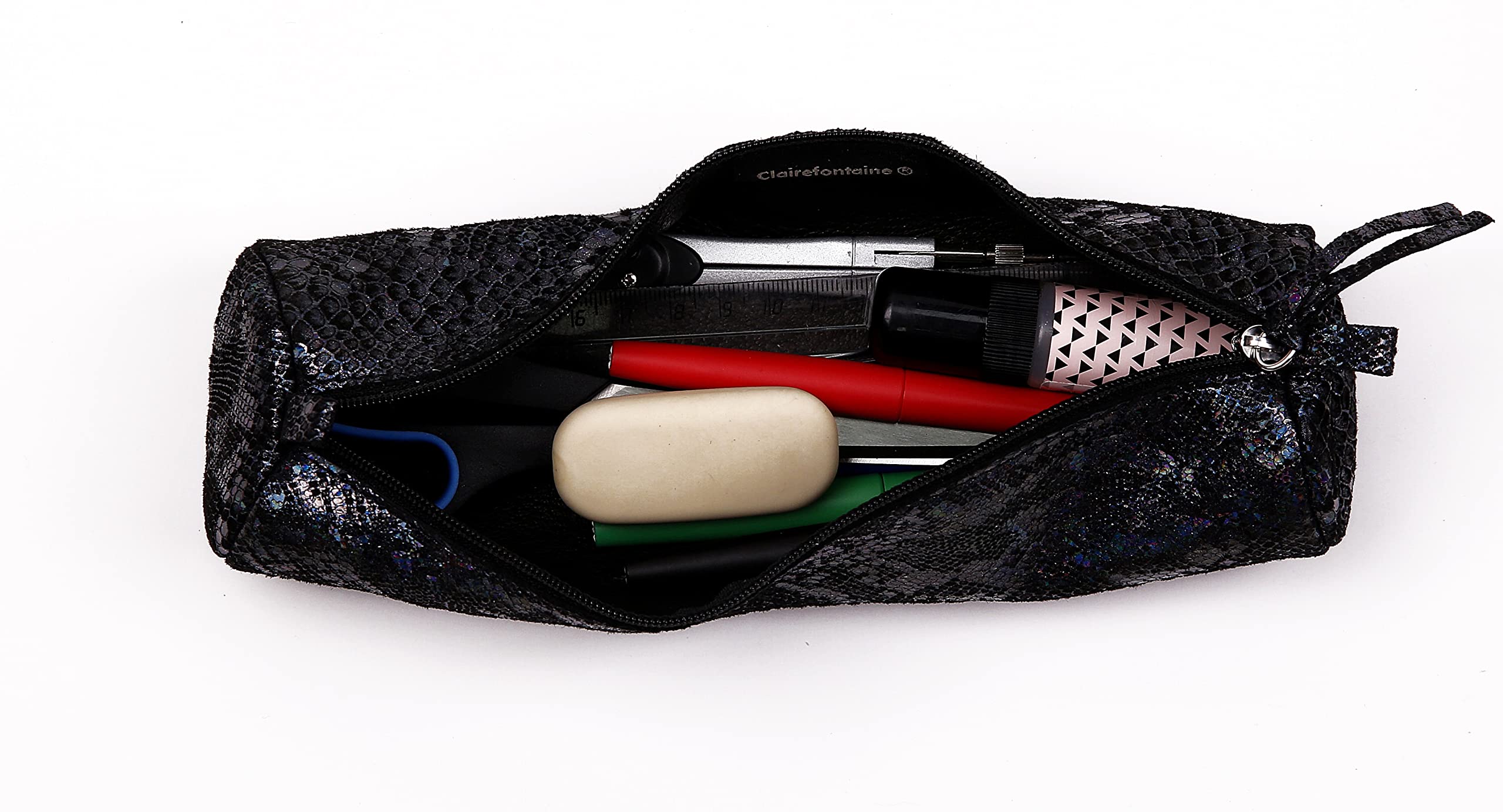 clairefontaine-age-bag-410027c-trousse-ronde-cuir-cailles-noir image 2