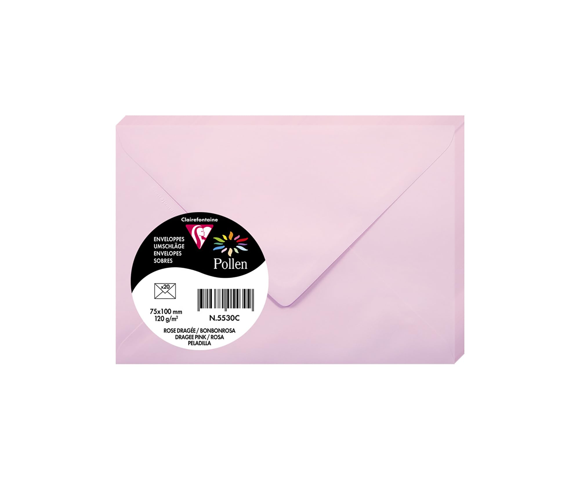 clairefontaine-pollen-5530c-mini-enveloppe-rose-drag-e-7-5x10-lot-20 image 1