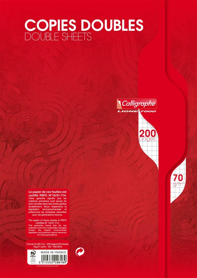 calligraphe-7000-2616-copies-doubles-a4-200-pages-petits-carreaux-70g image 1