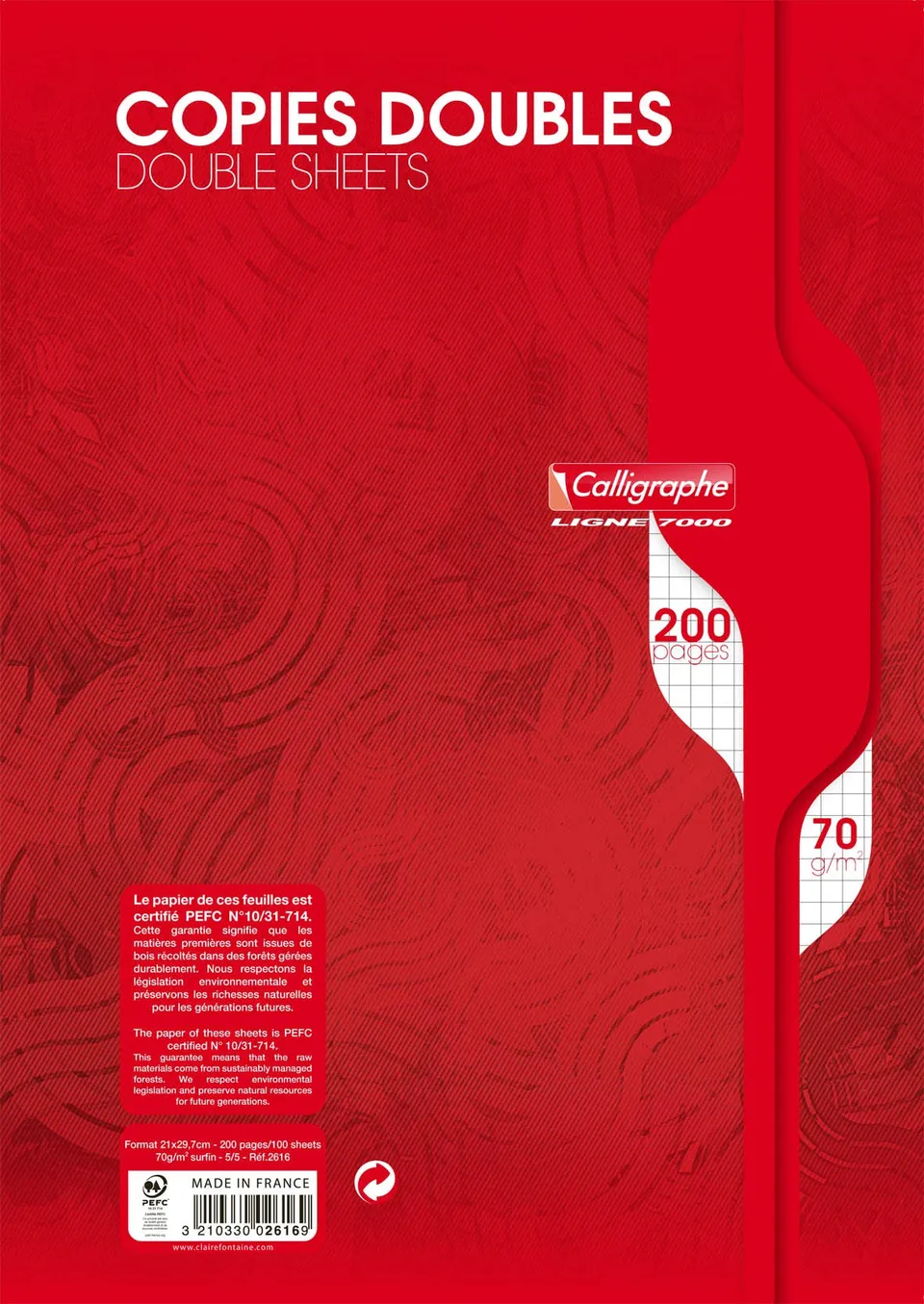 calligraphe-7000-2616-copies-doubles-a4-200-pages-petits-carreaux-70g image 1