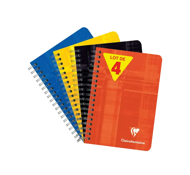 clairefontaine-carnet-spirale-9x14-100p-petits-carreaux-lot-4 image 1