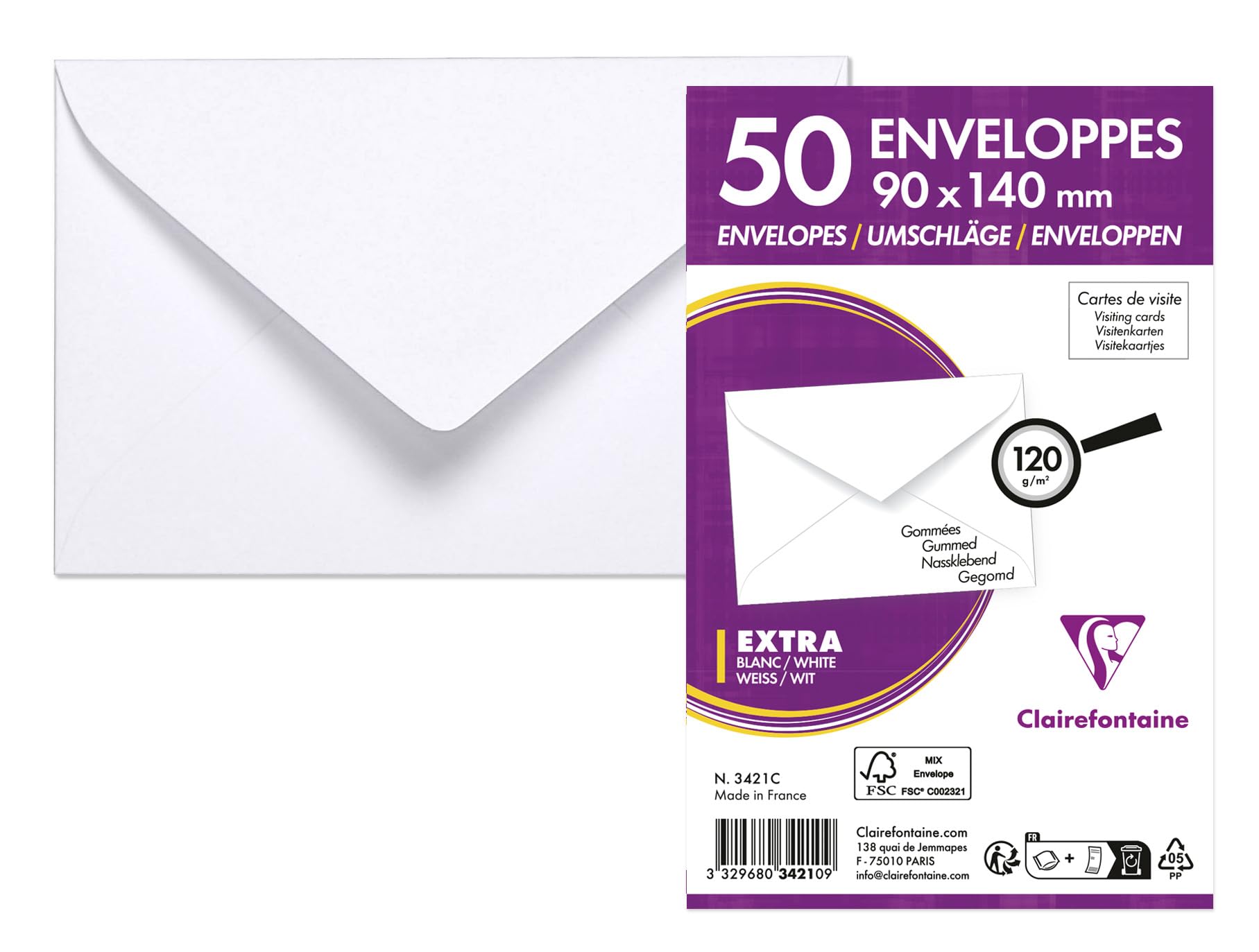 clairefontaine-triomphe-3421c-enveloppes-90x140-blanc-x50 image 5
