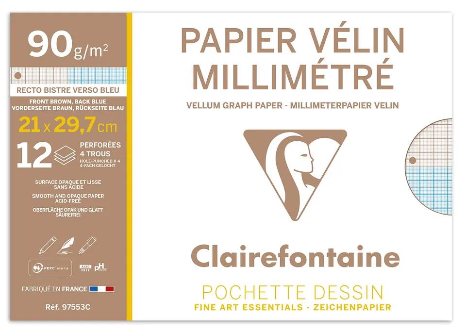 clairefontaine-painton-pochette-millim-tr-perfor-a4-12-feuilles-90g image 1