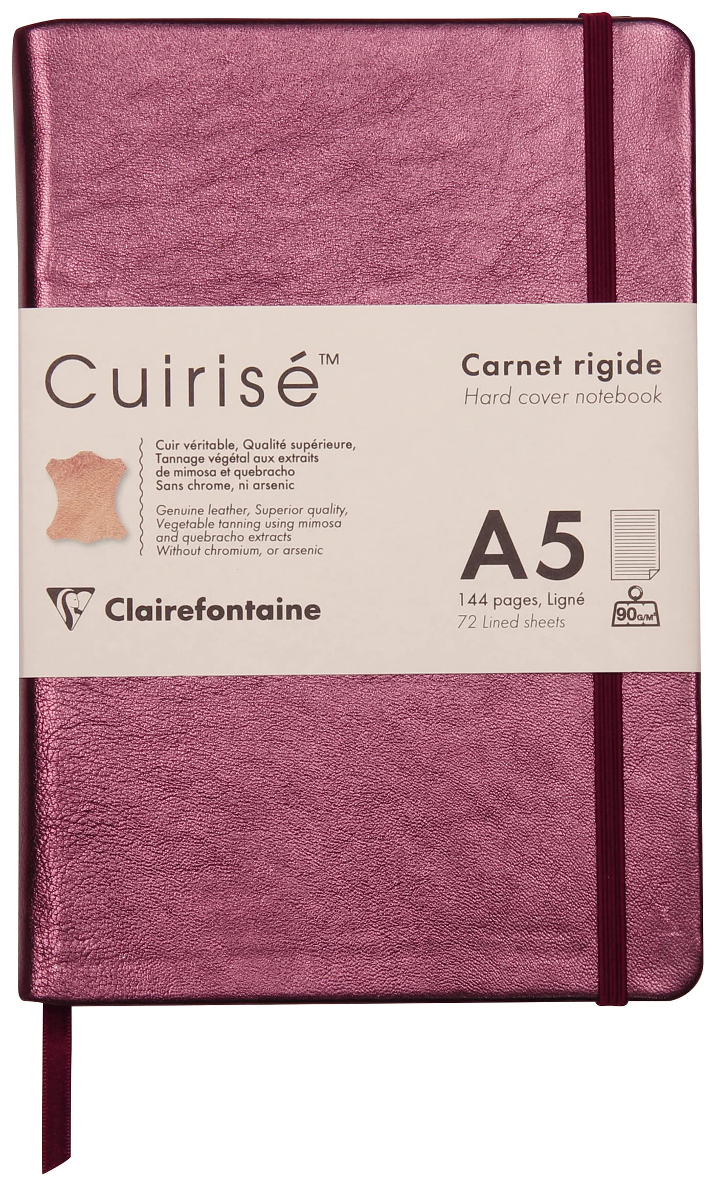 clairefontaine-age-bag-400100c-carnet-cuir-cerise-a5-lign image 1