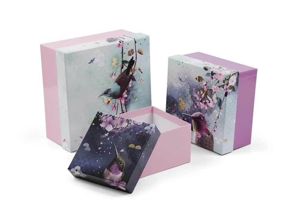 clairefontaine-sakura-dream-lot-3-bo-tes-rangement-floral-carr image 1