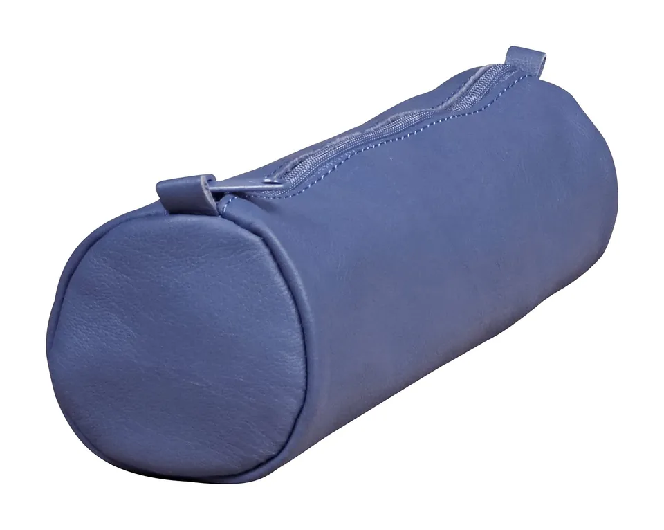 clairefontaine-age-bag-trousse-ronde-cuir-agneau-21x6cm-bleu image 1