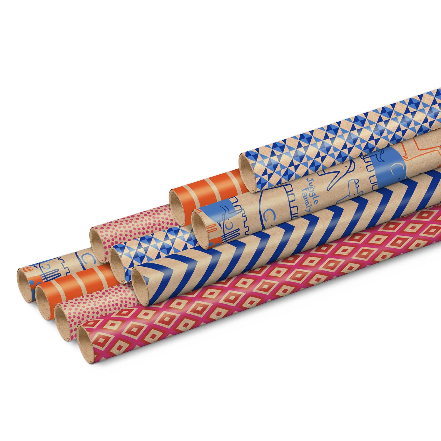 clairefontaine-tulip-paper-papier-cadeau-kraft-g-om-trique-12-rouleaux image 2