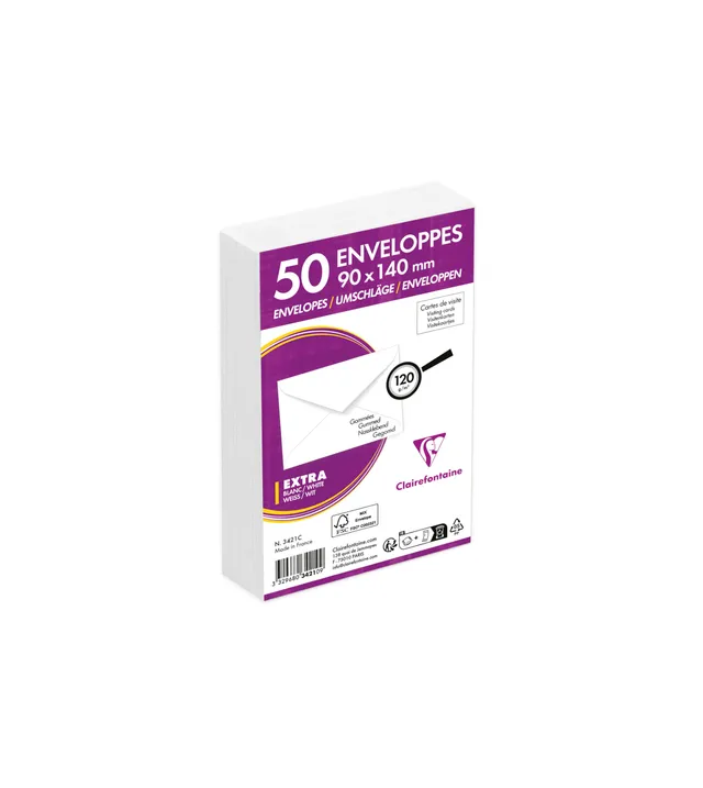 clairefontaine-triomphe-3421c-enveloppes-90x140-blanc-x50 image 1