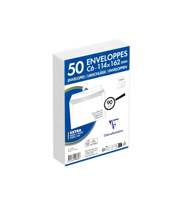 clairefontaine-triomphe-9976c-enveloppe-c6-x50-blanche-sans-fen-tre image 1