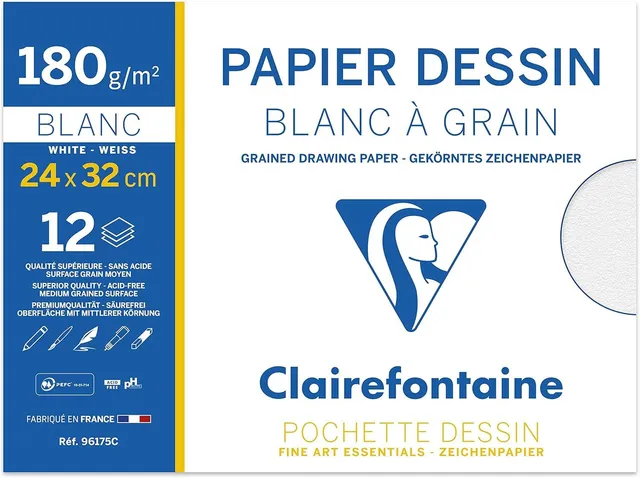 clairefontaine-painton-pochette-dessin-grain-24x32-12-feuilles image 1