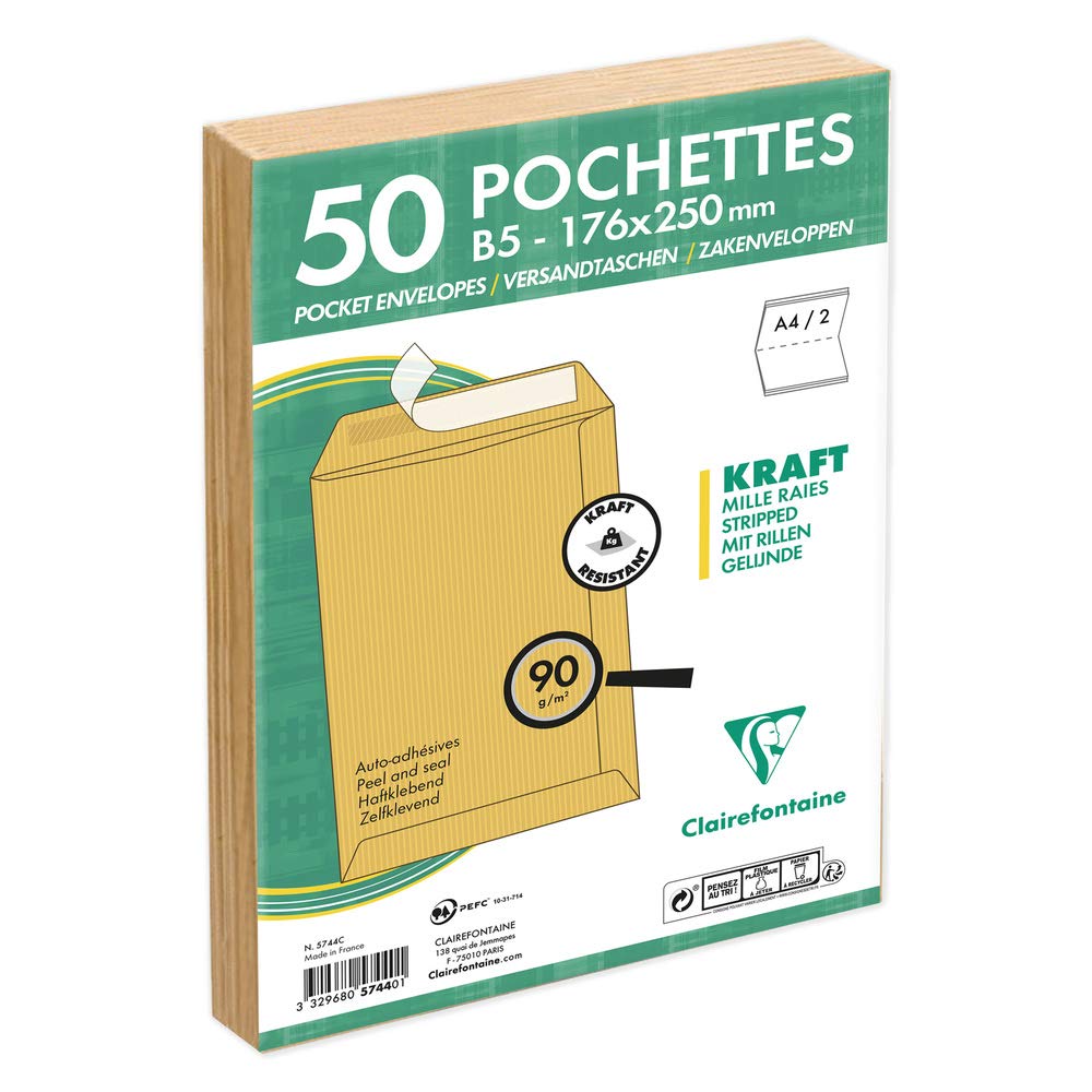 clairefontaine-pochette-kraft-c4-brun-lot-50-auto-adh-sive image 6