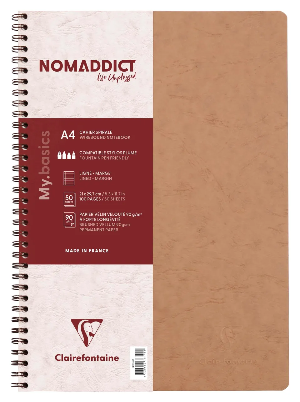 clairefontaine-age-bag-cahier-spirale-tabac-a4-lign-100p image 1