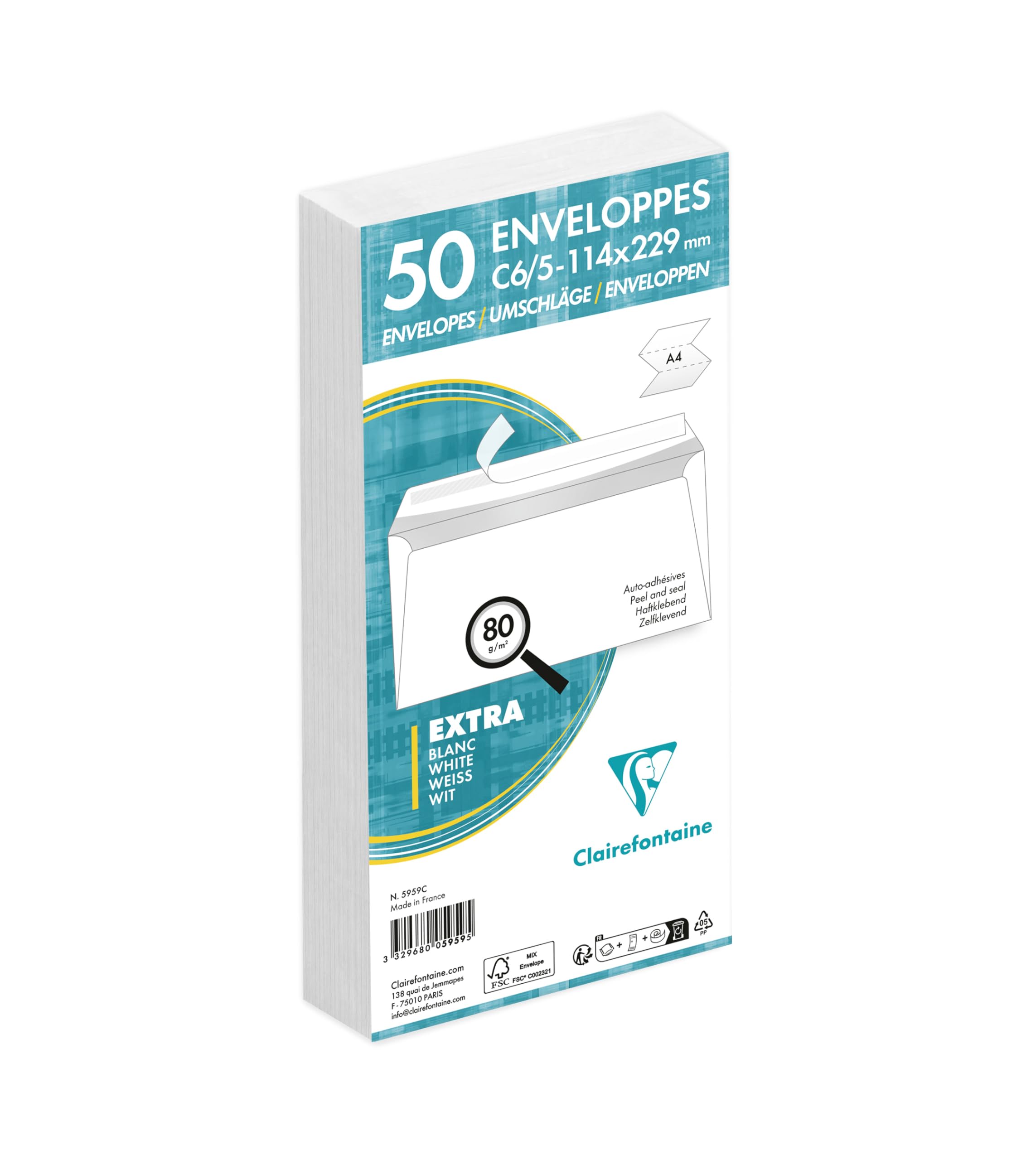 clairefontaine-pollen-50-enveloppes-c6-5-114x229-auto-adh-sives image 1