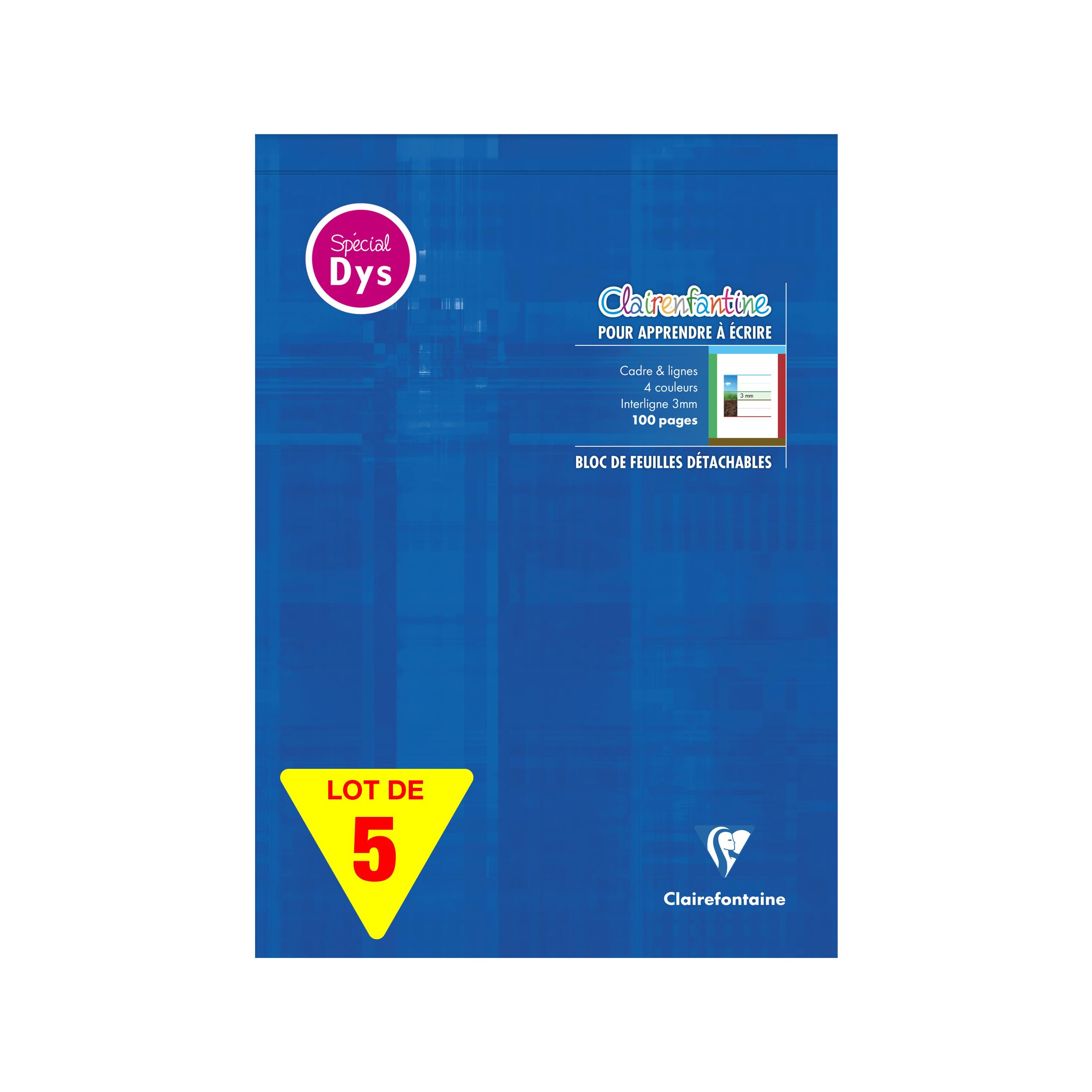clairefontaine-back-to-basics-bloc-criture-a4-dys-5mm-bleu-100p image 6