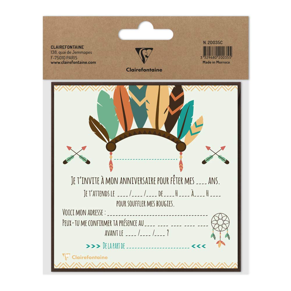 clairefontaine-pollen-set-8-cartes-anniversaire-gar-on-indiens-enveloppes image 4
