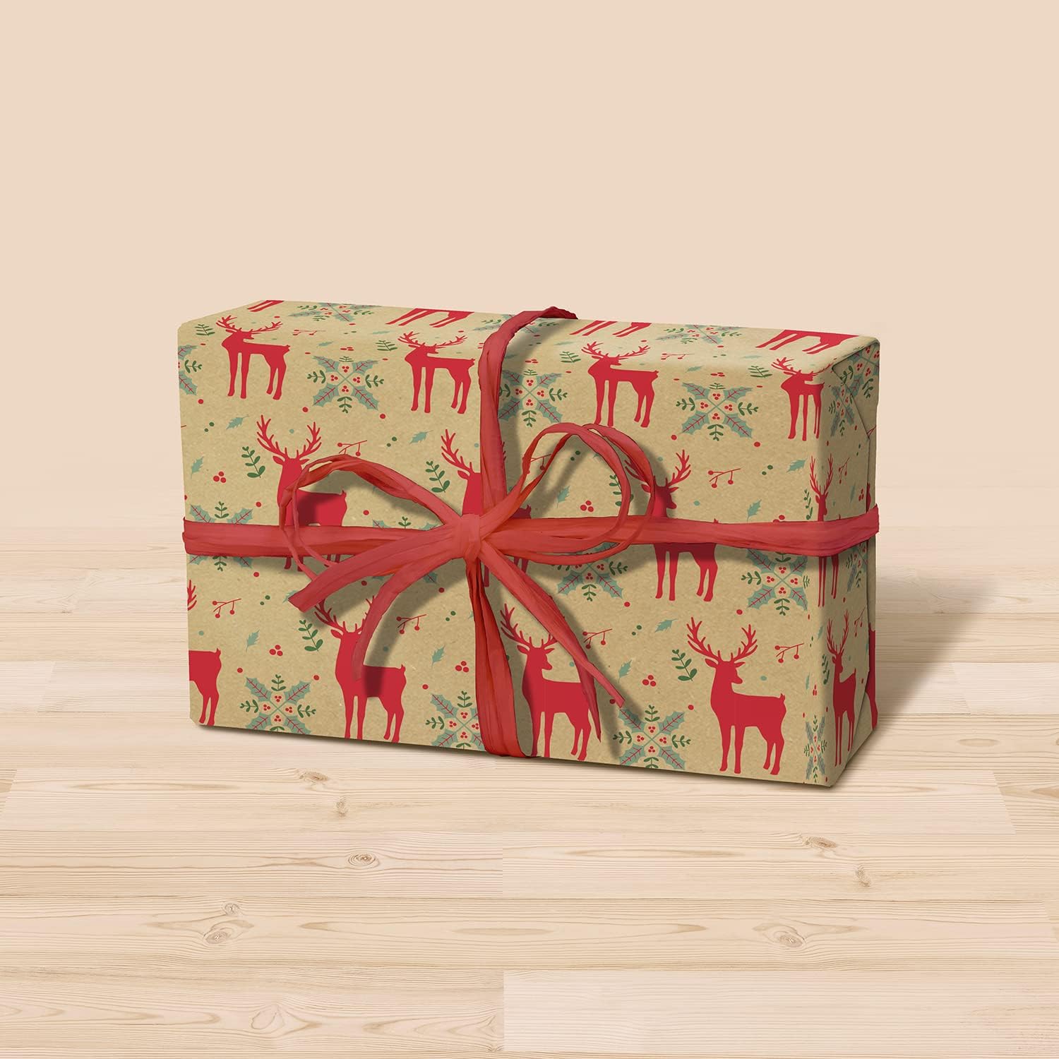clairefontaine-223884c-rouleau-papier-cadeau-kraft-rennes-rouges-5m image 4