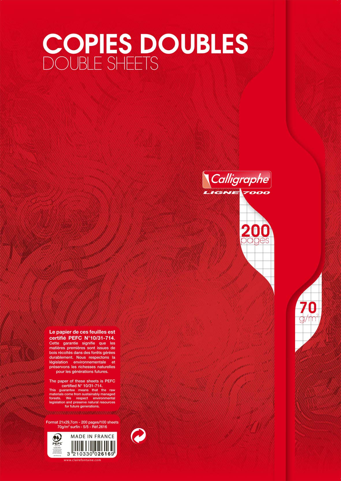 calligraphe-7000-2616-copies-doubles-a4-200-pages-petits-carreaux-70g image 1