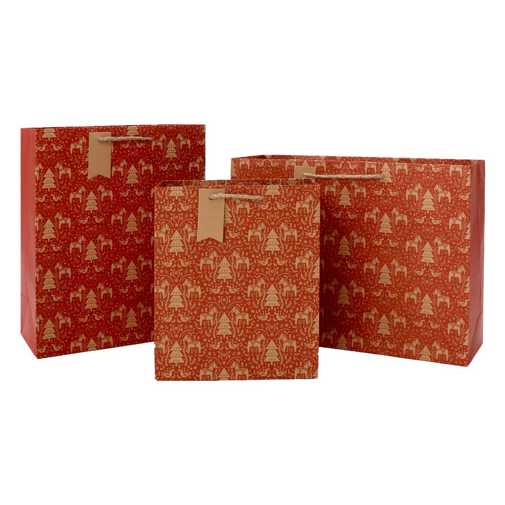 clairefontaine-tulip-sac-cadeau-kraft-26-5x14x33-cm-rouge-chevaux image 3