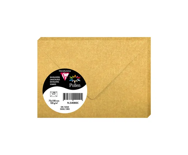 clairefontaine-pollen-mini-enveloppes-or-7-5x10cm-x20-120g image 1