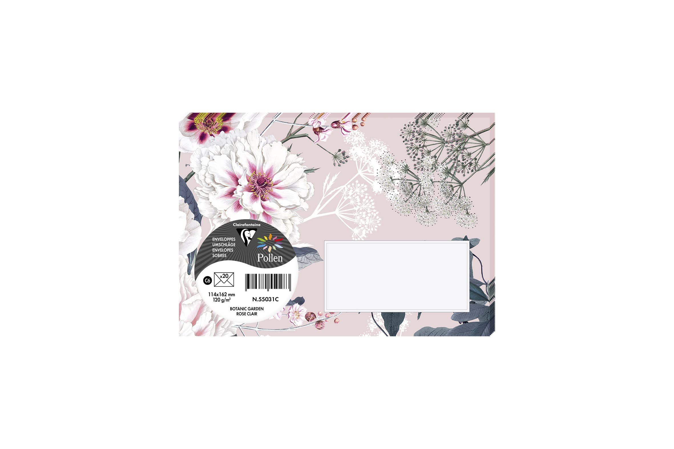 clairefontaine-pollen-20-enveloppes-c6-rose-clair-botanic-garden-120g image 6