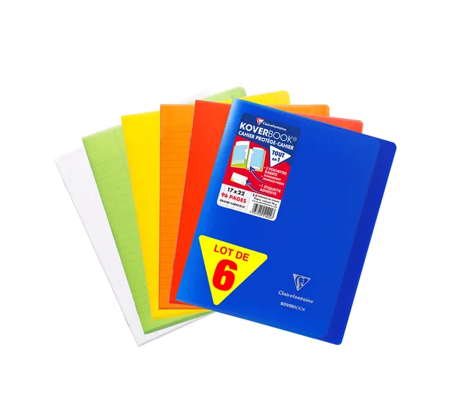 clairefontaine-koverbook-lot-6-cahiers-17x22cm-96p-grands-carreaux image 1