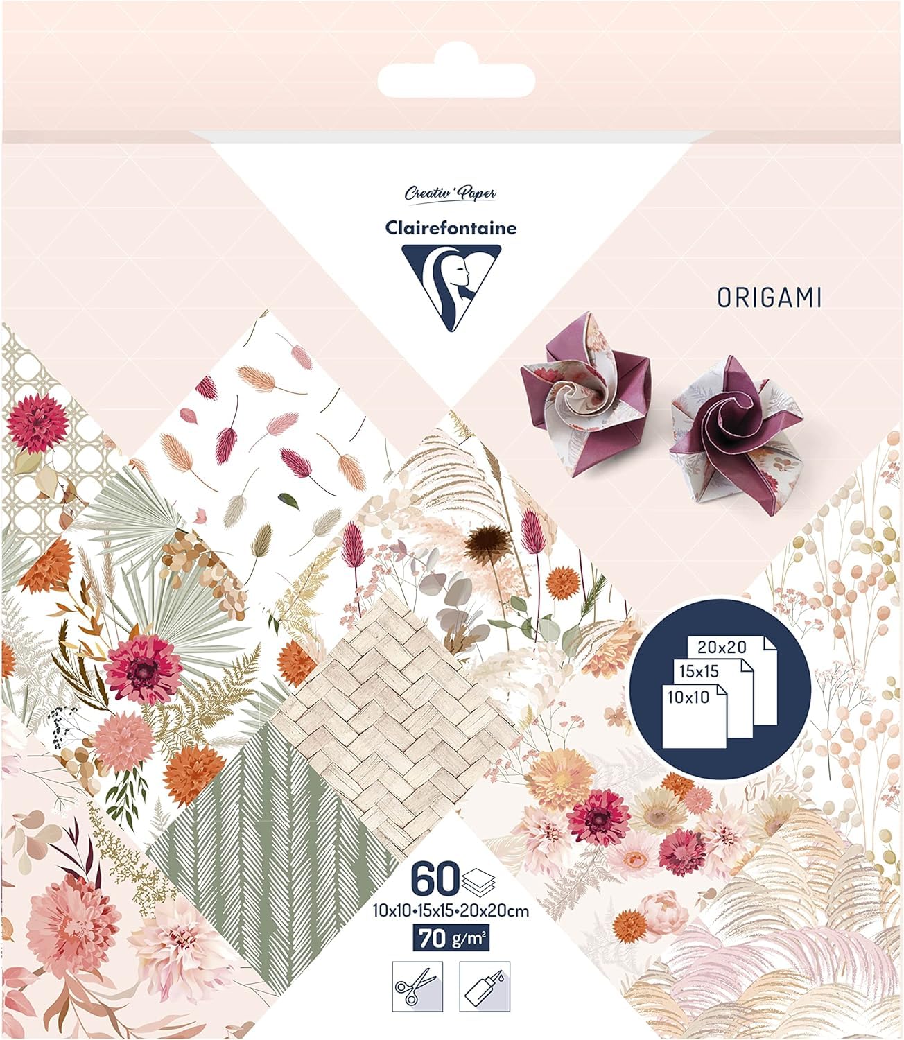 clairefontaine-tulip-95371c-papier-origami-fleurs-s-ch-es-60-feuilles image 1
