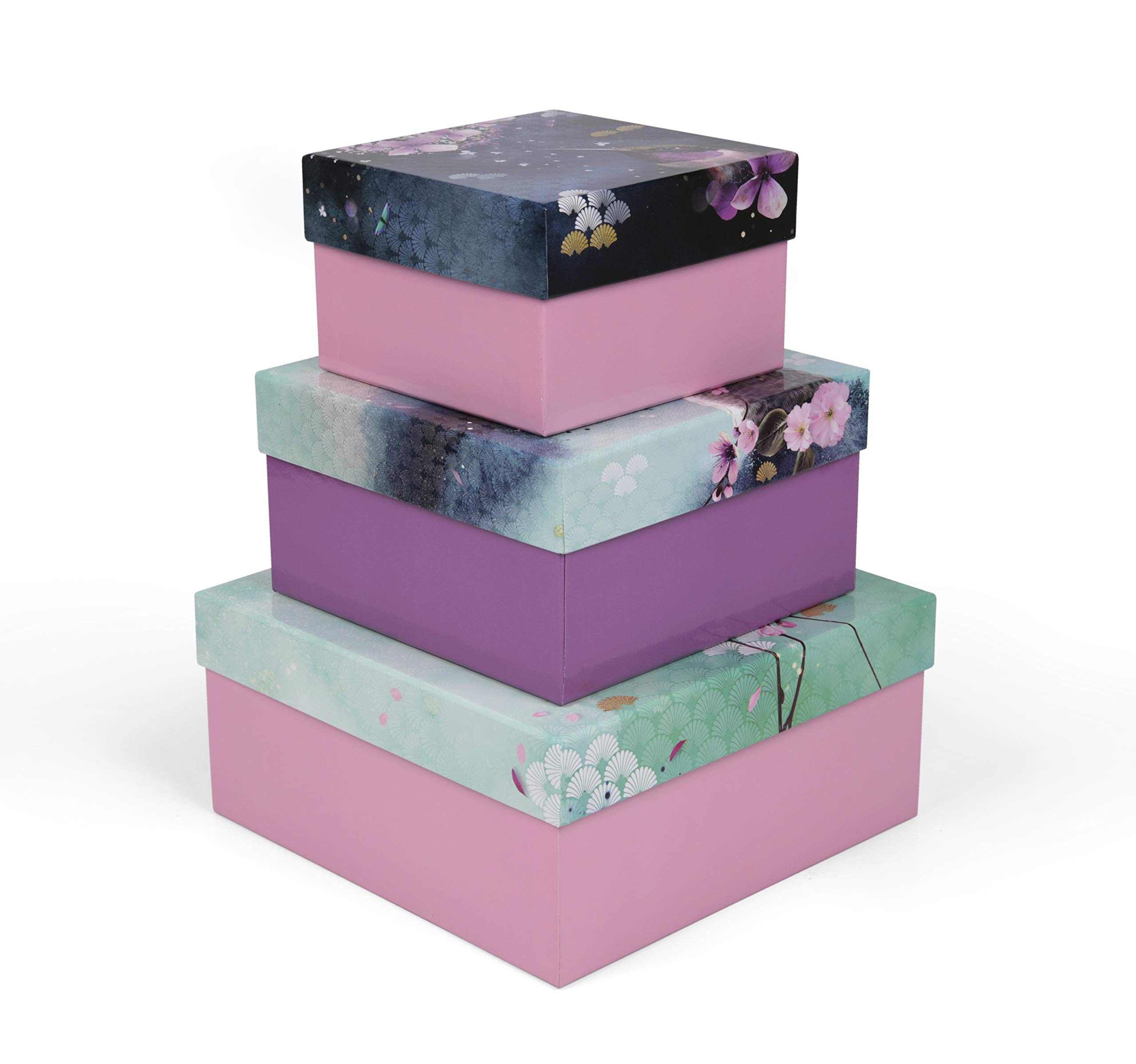 clairefontaine-sakura-dream-lot-3-bo-tes-rangement-floral-carr image 3