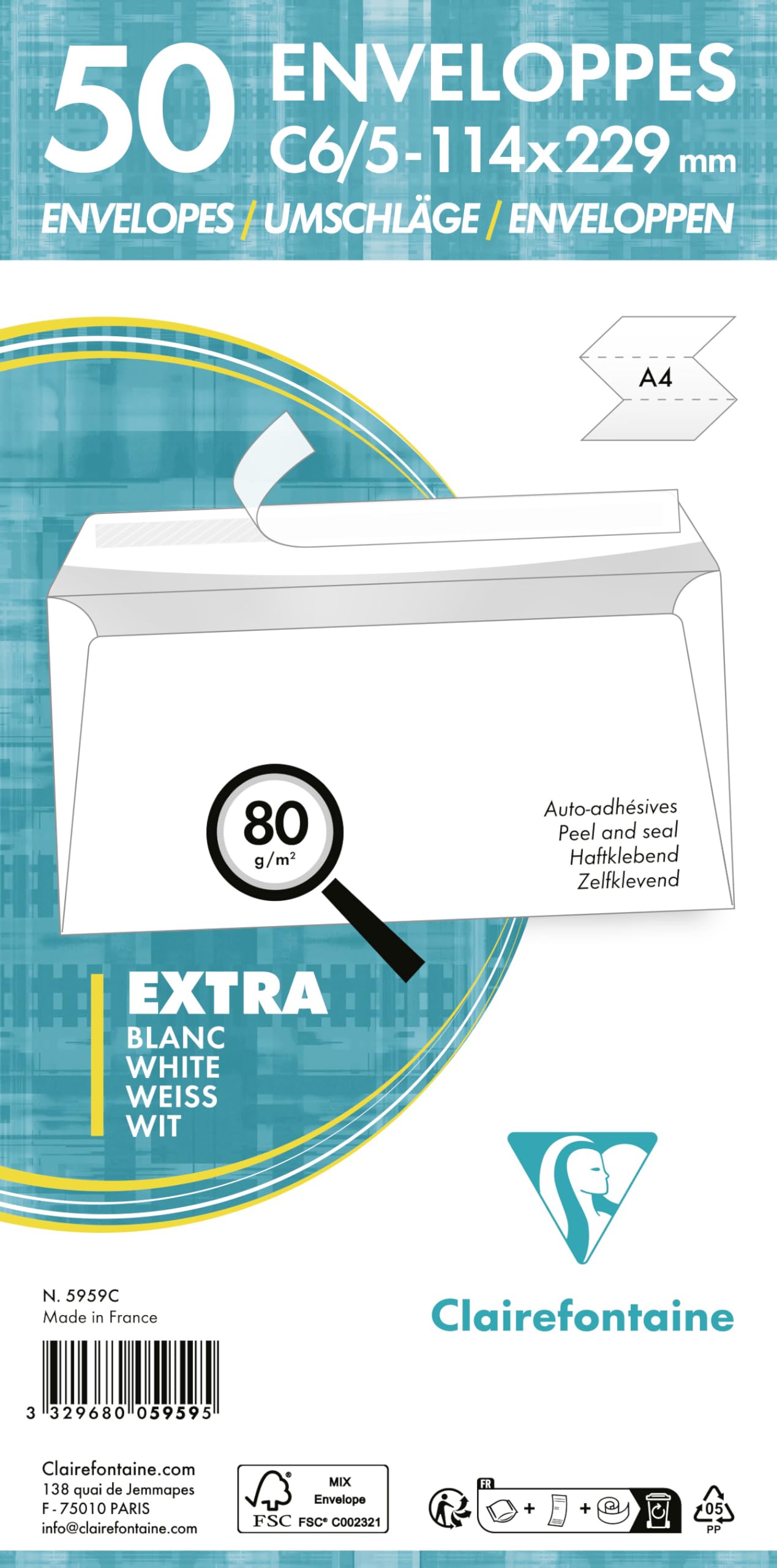 clairefontaine-pollen-50-enveloppes-c6-5-114x229-auto-adh-sives image 3