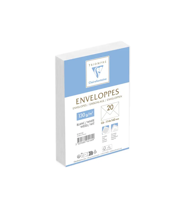 clairefontaine-triomphe-9416c-enveloppes-c6-blanches-x20-gomm-es image 1