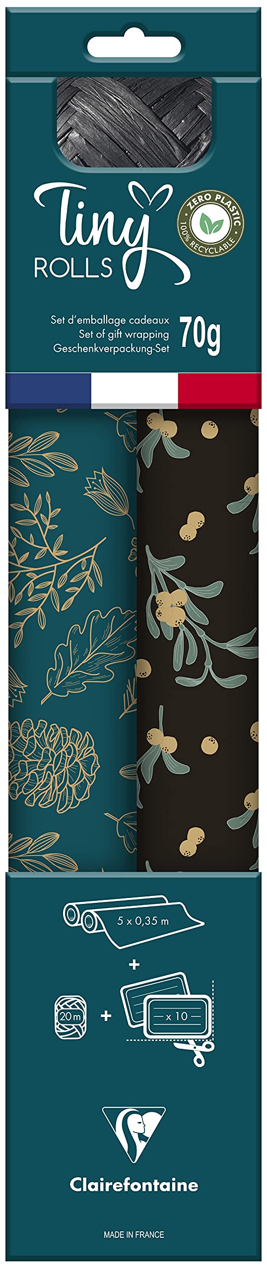 clairefontaine-tiny-rolls-kit-papier-cadeau-kraft-rouge-2x5m image 7