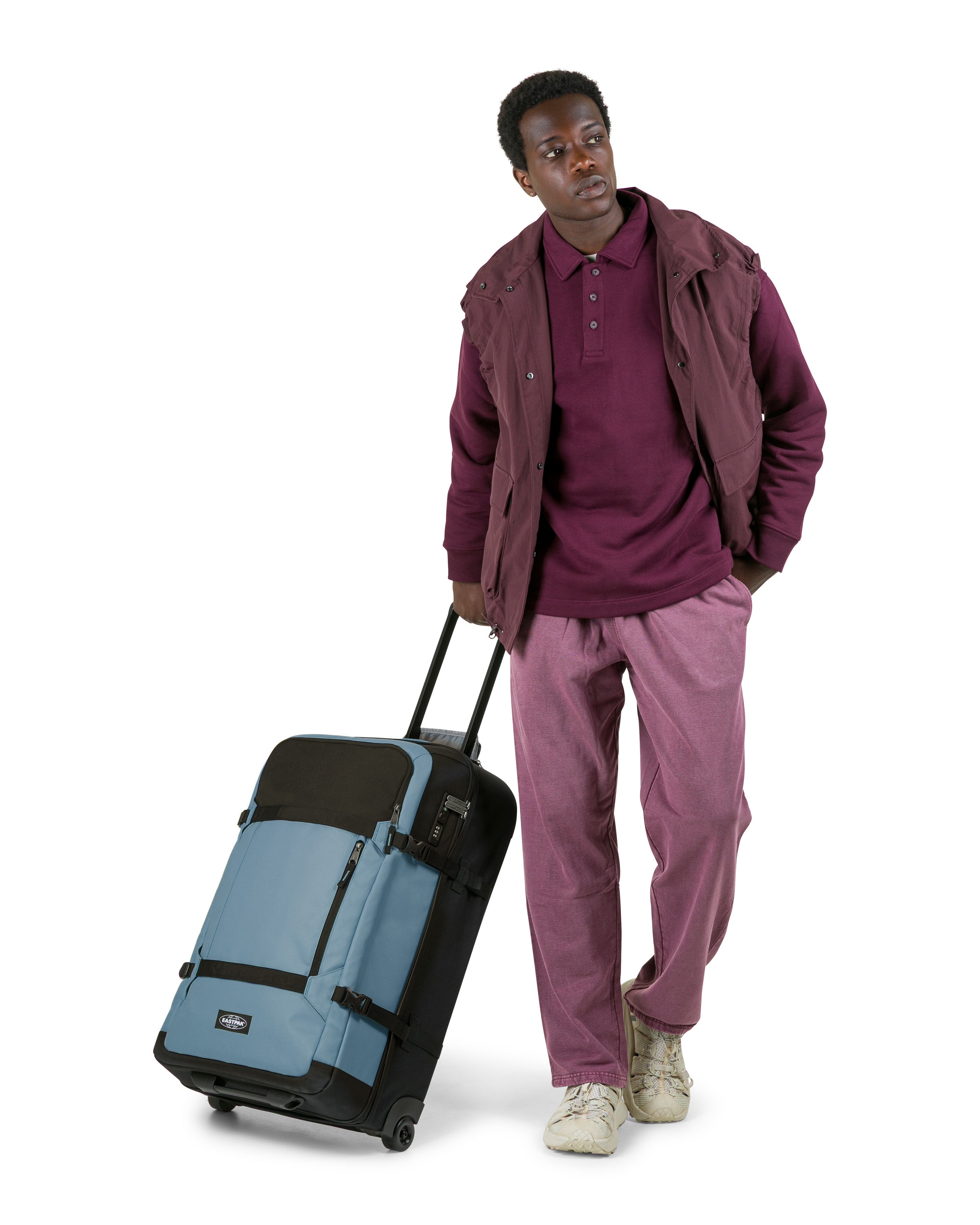 eastpak-transit-r-pro-m-valise-blue-pro-coated-2-roues-tsa image 4