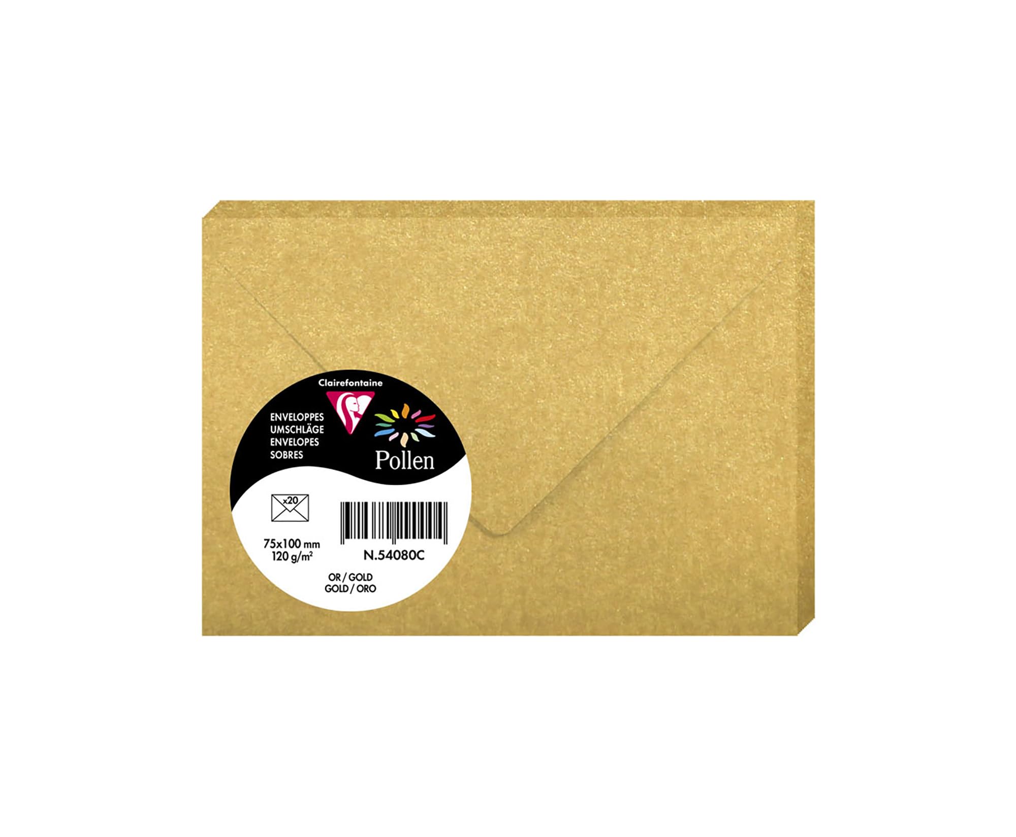 clairefontaine-pollen-mini-enveloppes-or-7-5x10cm-x20-120g image 1