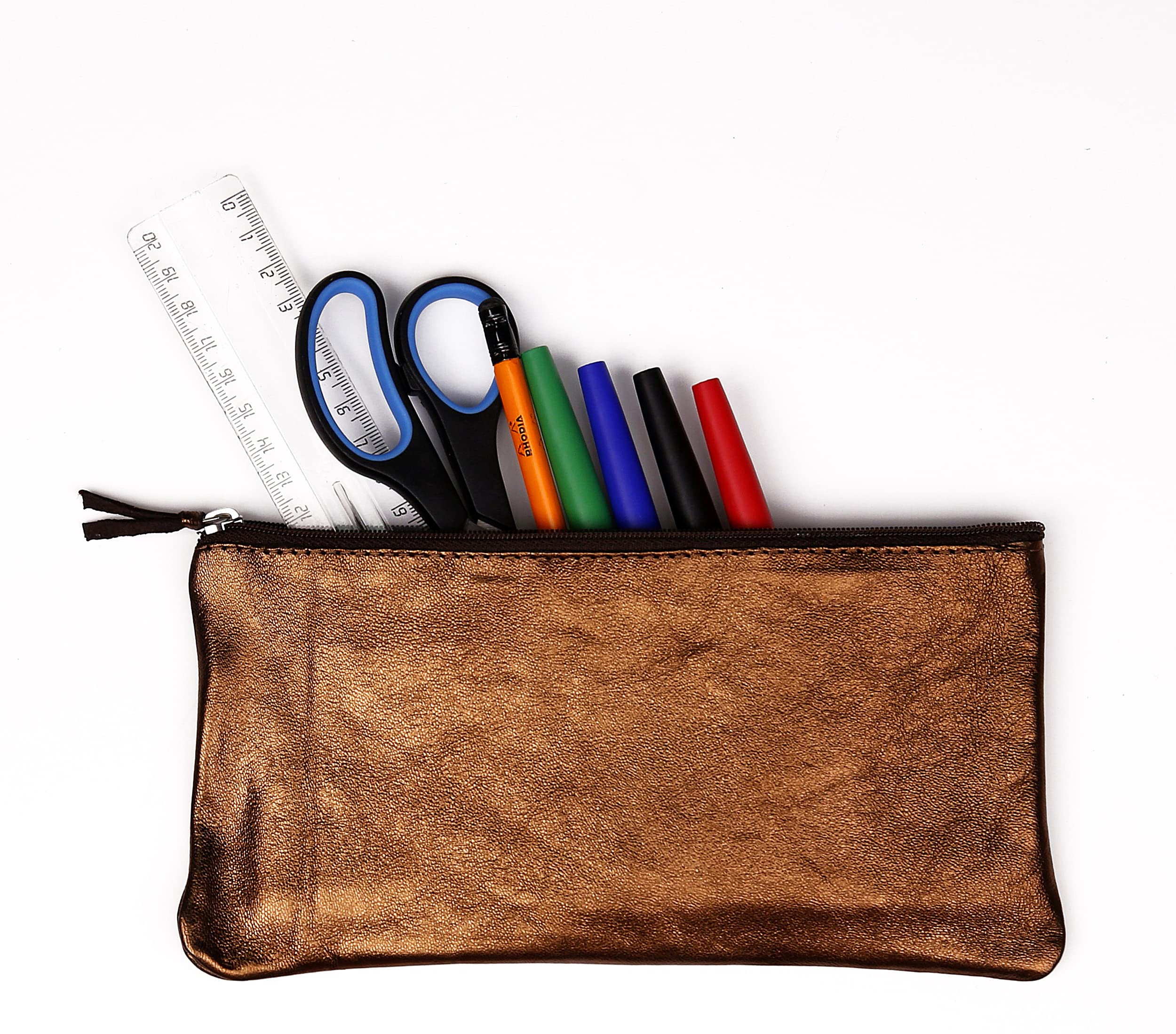 clairefontaine-age-bag-trousse-plate-cuir-agneau-brun-iris-22x11-cm image 2