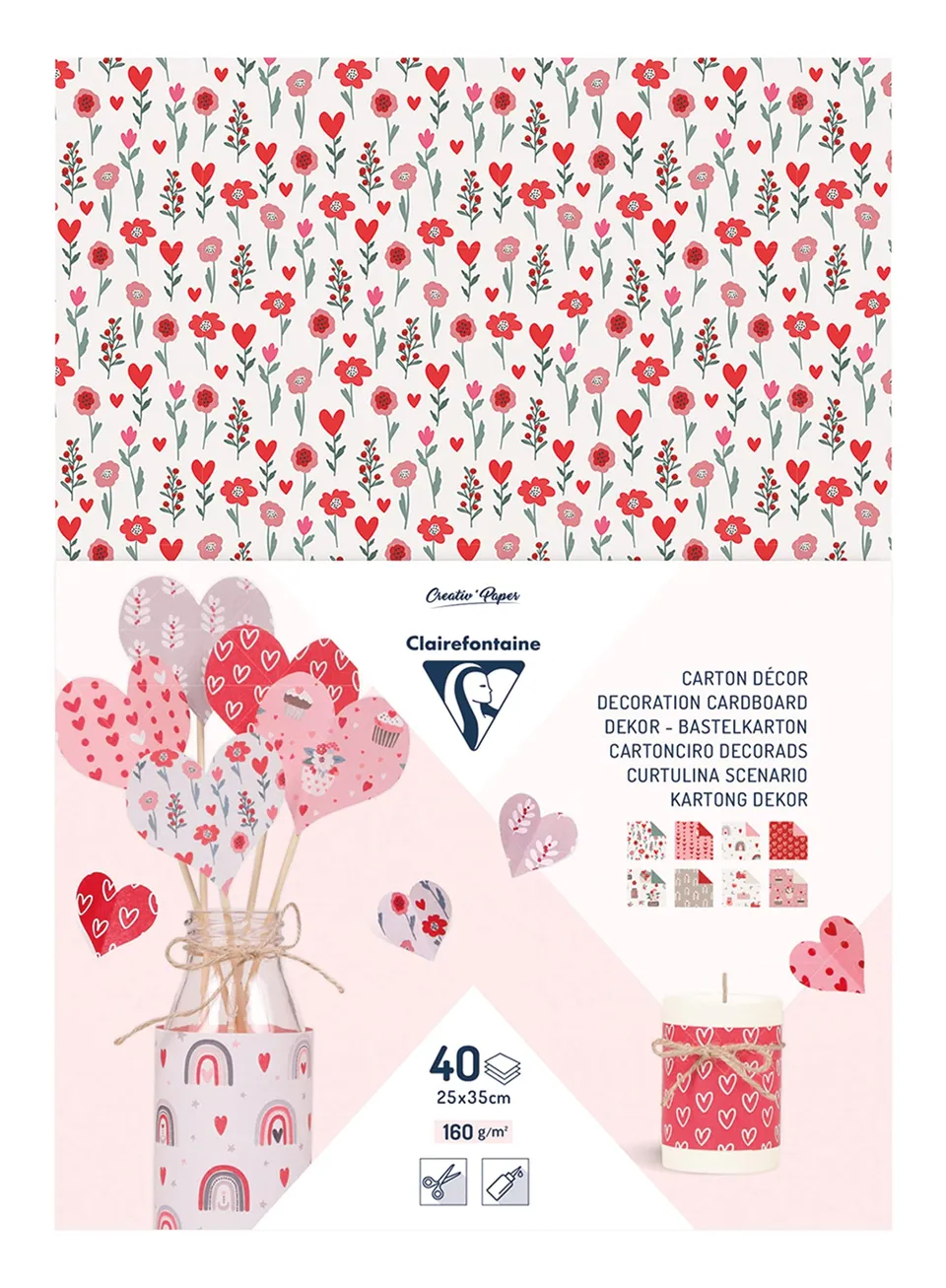 clairefontaine-carton-d-cor-25x35-amour-40-feuilles image 1
