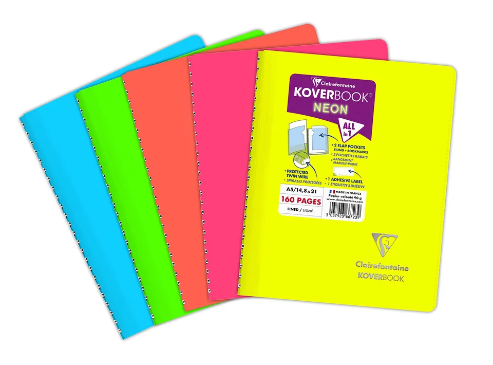 clairefontaine-koverbook-neon-carnet-spirale-a5-lign-fluo image 1