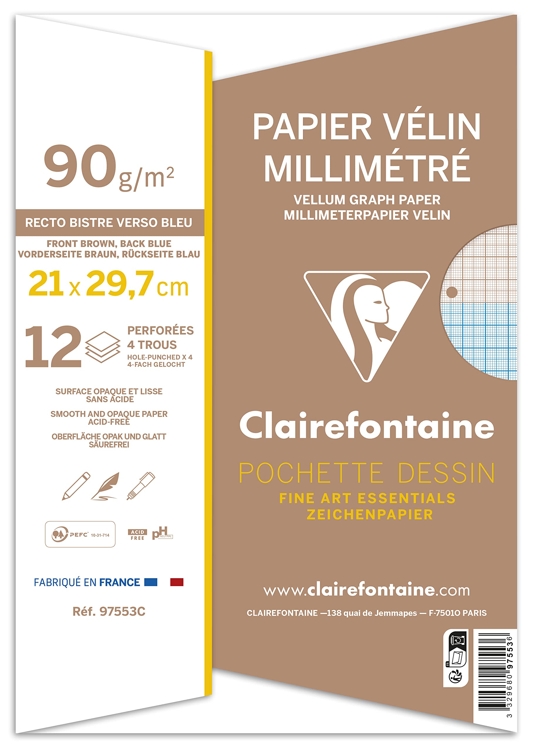 clairefontaine-painton-pochette-millim-tr-perfor-a4-12-feuilles-90g image 2