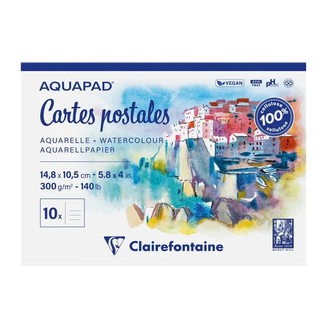 clairefontaine-painton-bloc-aquarelle-cartes-postales-a6-300g image 1