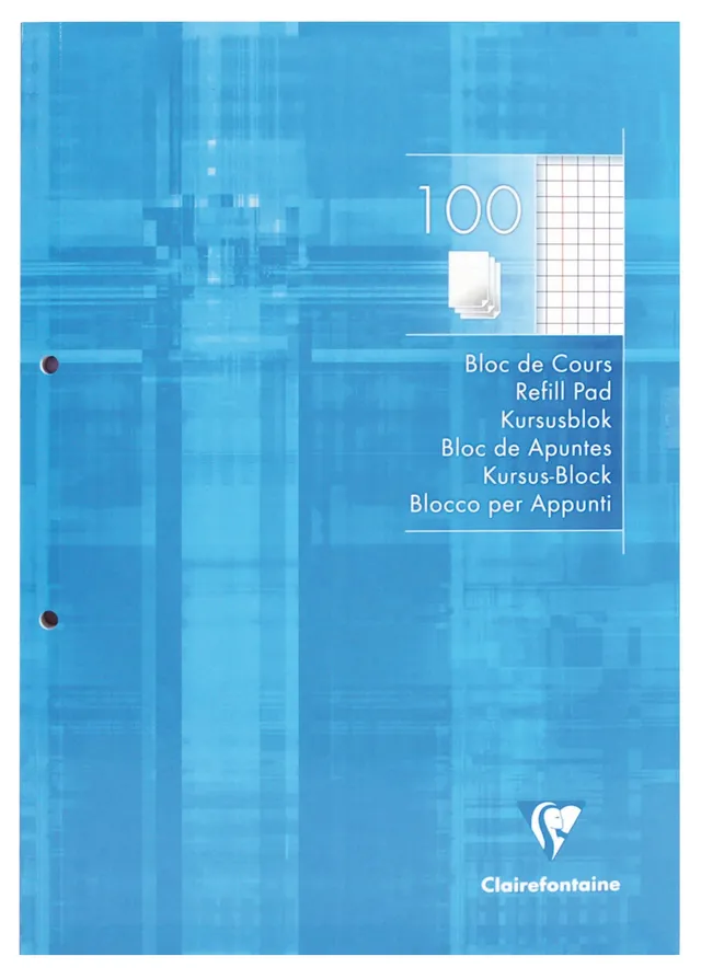clairefontaine-5815c-bloc-cours-bleu-ciel-a4-200p-perfore image 1