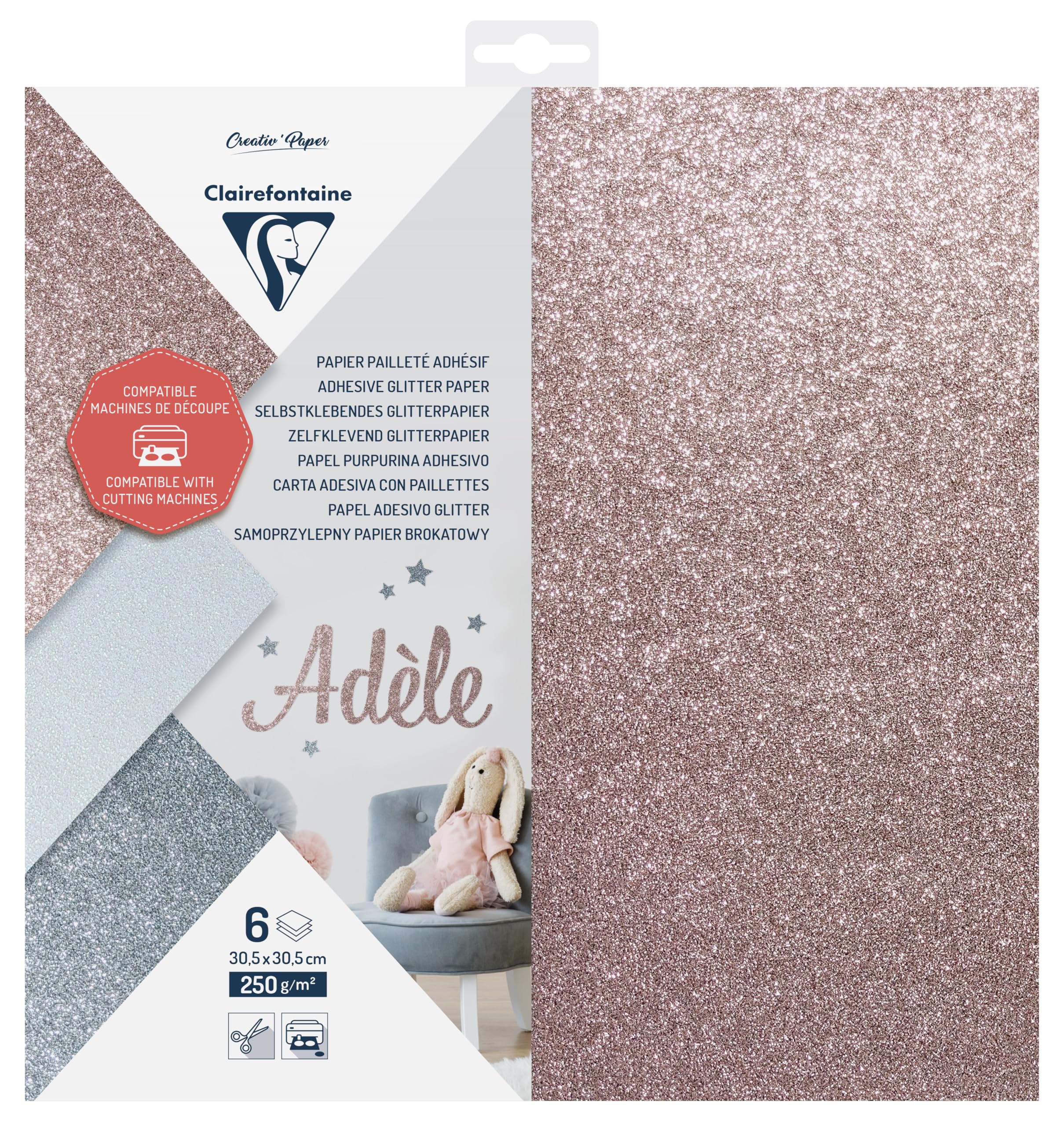 clairefontaine-tulip-paper-95735c-papier-paillet-adh-sif-rose-6-feuilles image 1