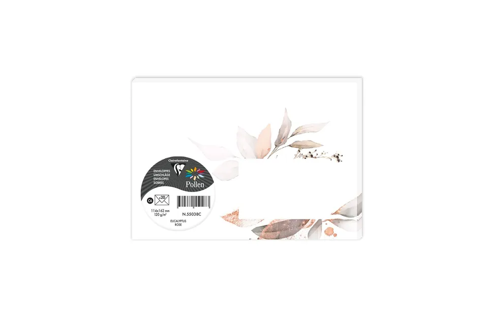 clairefontaine-pollen-55039c-enveloppes-c6-eucalyptus-rose-x20 image 1