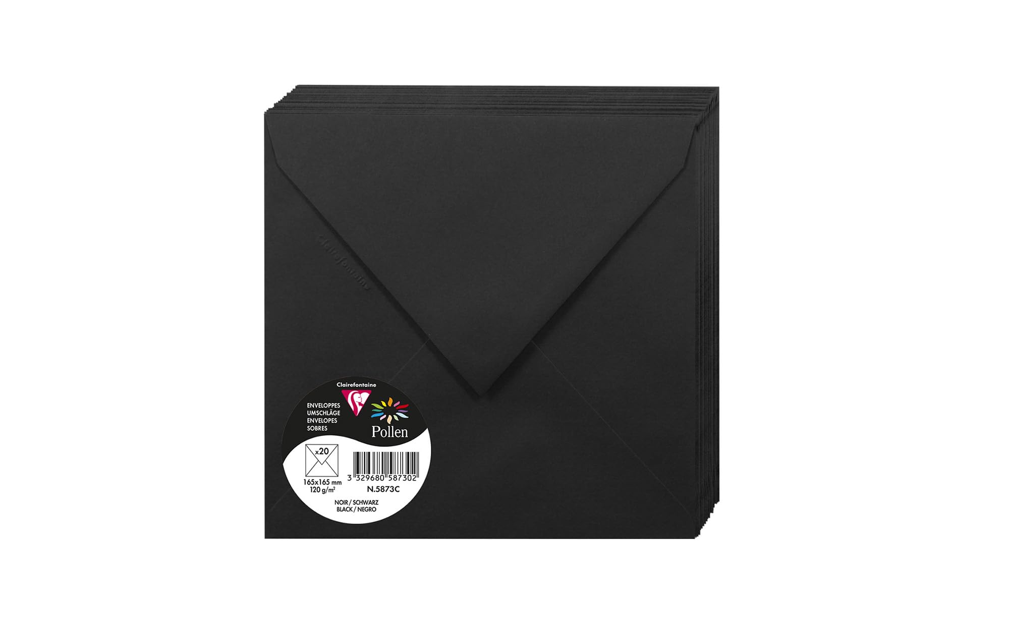 clairefontaine-pollen-enveloppes-noires-16-5x16-5-lot-20-gomm-es image 1