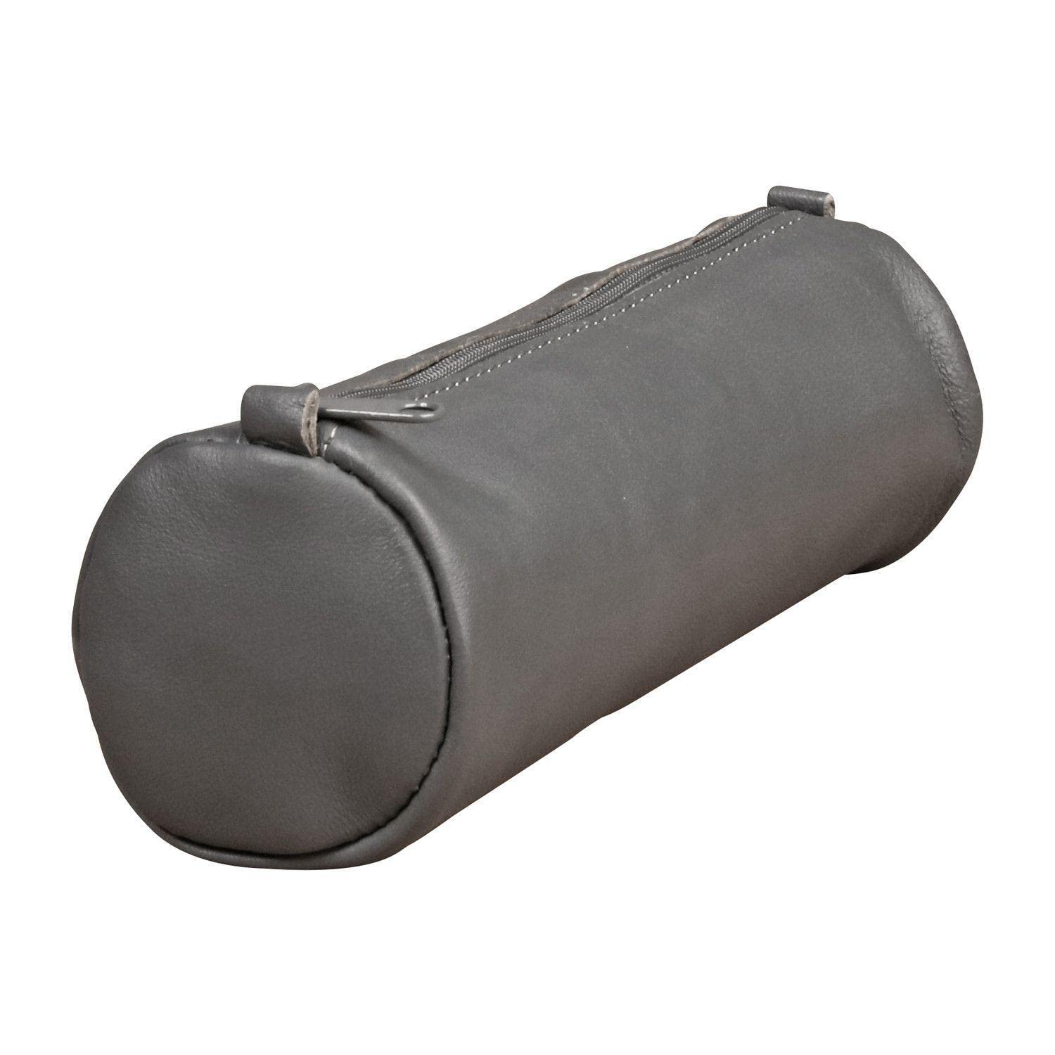 clairefontaine-age-bag-trousse-ronde-cuir-gris-21-cm-agneau image 1