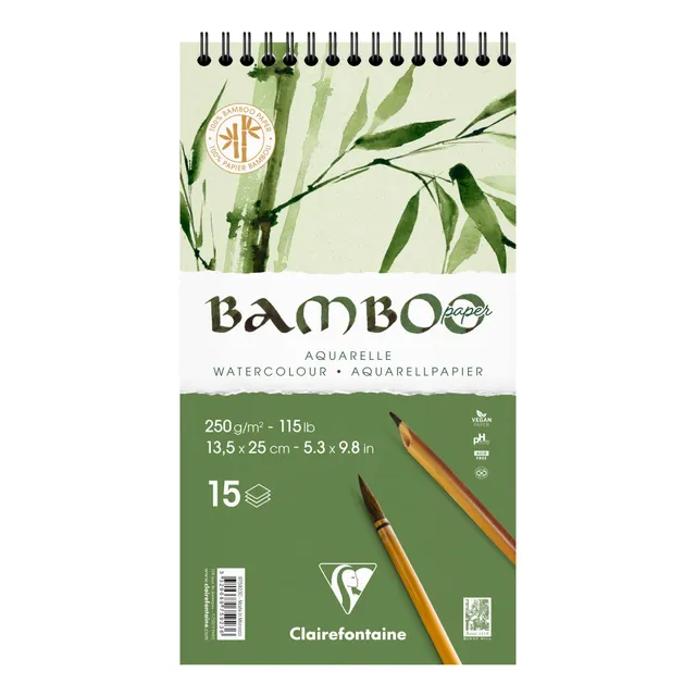 clairefontaine-painton-bloc-aquarelle-bamboo-13-5x25cm-250g-15-feuilles image 1