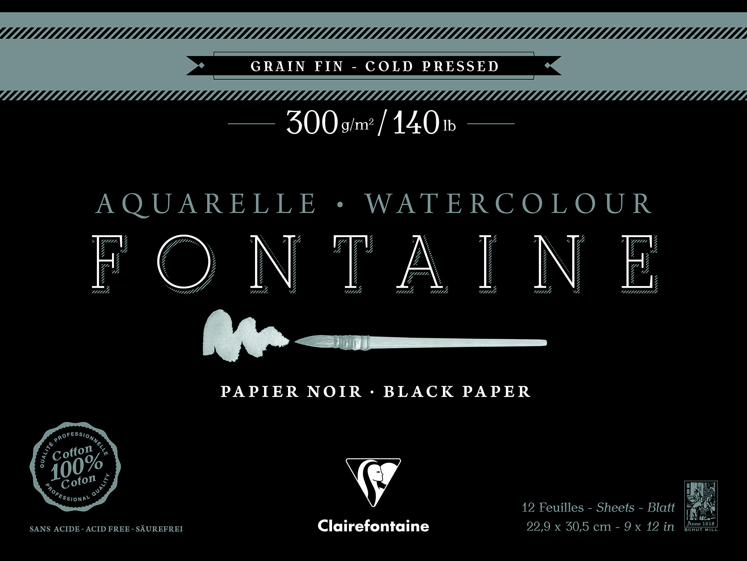 clairefontaine-fontaine-975308c-bloc-aquarelle-noir-23x30-5cm image 1